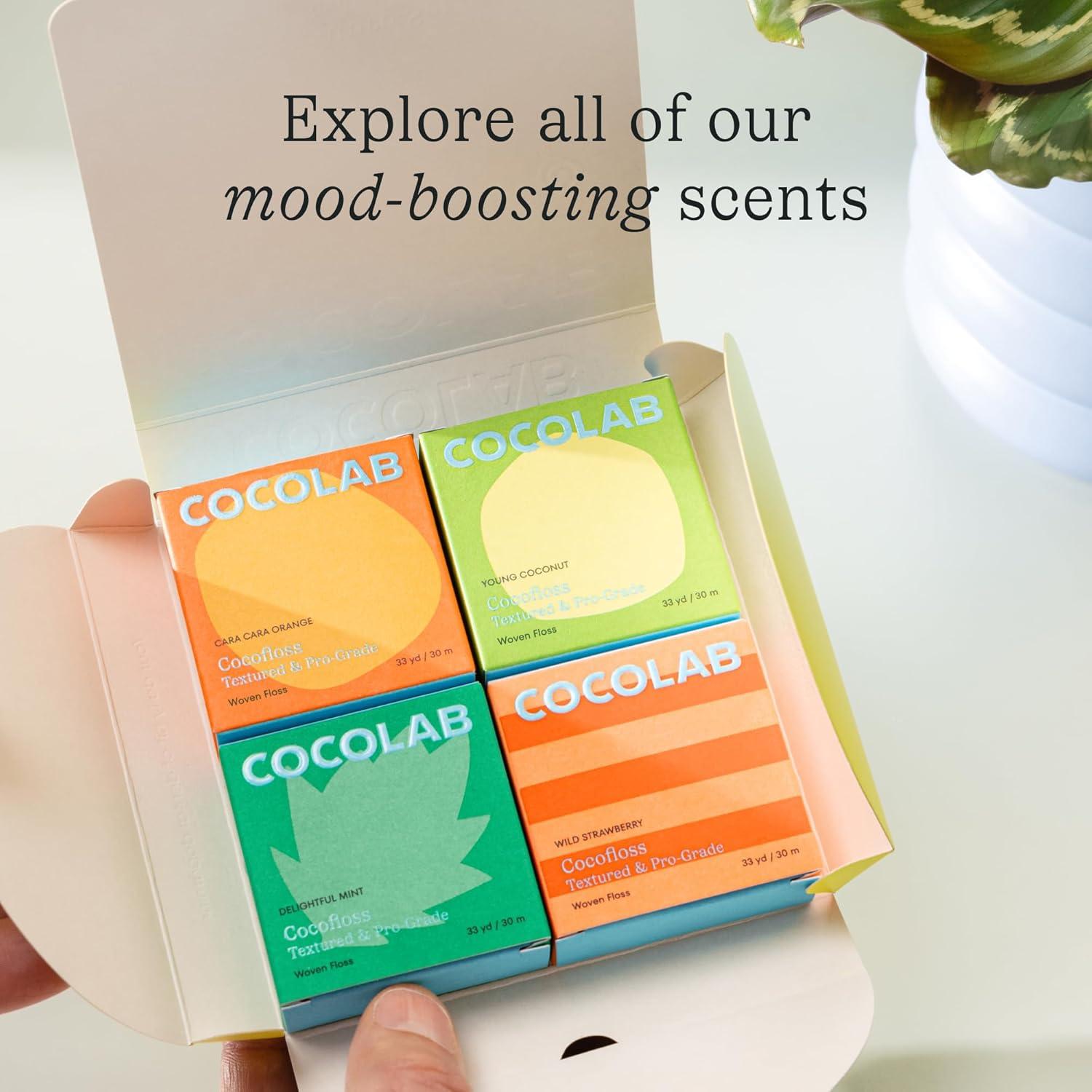 image:imageCocofloss Woven Dental Floss DentistDesigned Oral Care Strawberry Scent Waxed Expanding KidFriendly String Floss with Coconut Oil 1 Spool 33 yd99 Foot Pack of 4