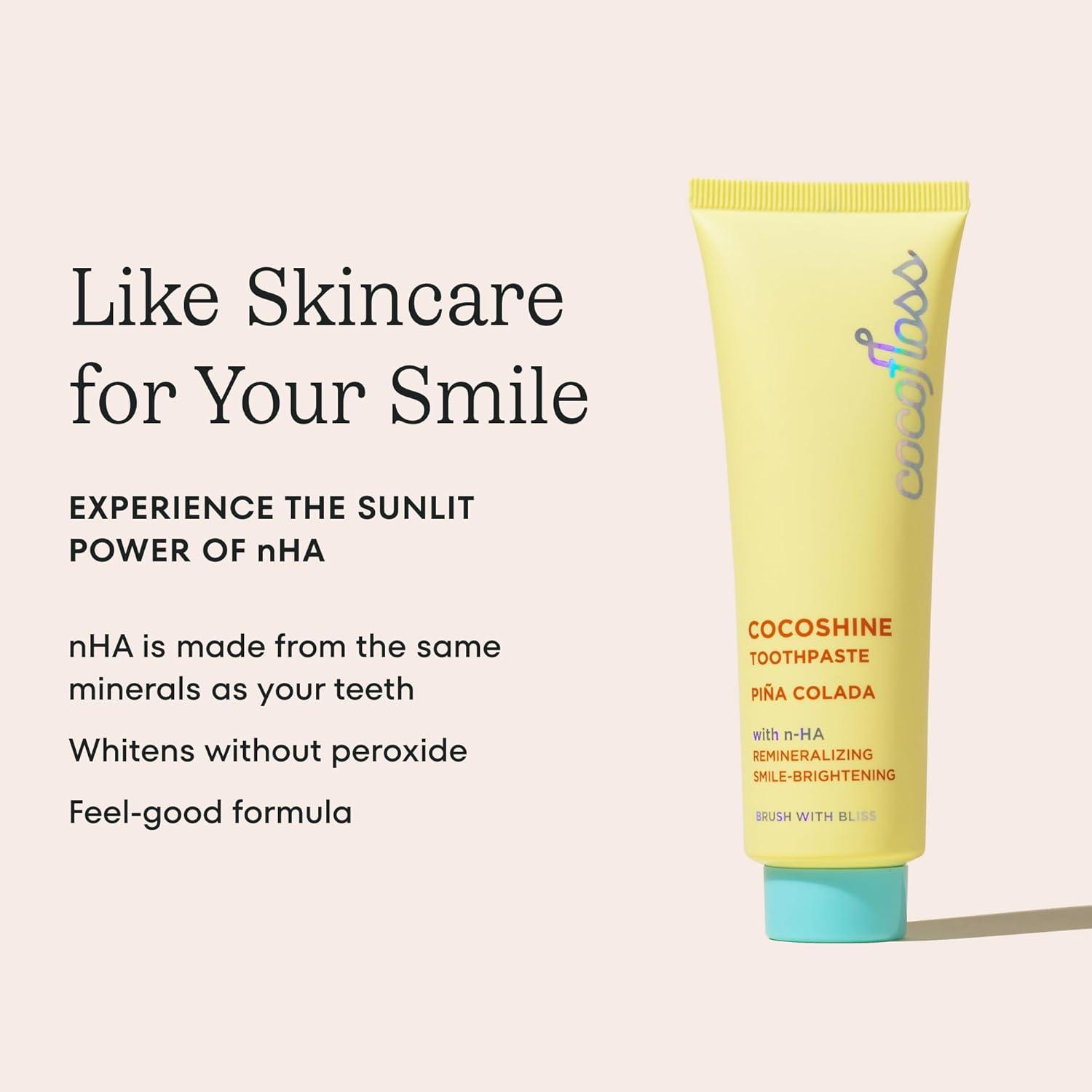 image:imageCocoshine Teeth Whitening Toothpaste by Cocolab NanoHydroxyapatite Toothpaste NonFluoride with Xylitol and Coconut Oil Gently Formulated for Sensitive Teeth Adults and Kids Pina Colada 34 OzPina Colada 34 oz