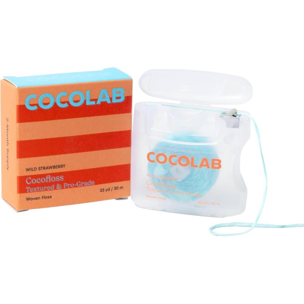 image:imageCocofloss Woven Dental Floss DentistDesigned Oral Care Strawberry Scent Waxed Expanding KidFriendly String Floss with Coconut Oil 1 Spool 33 yd99 Foot Pack of 1