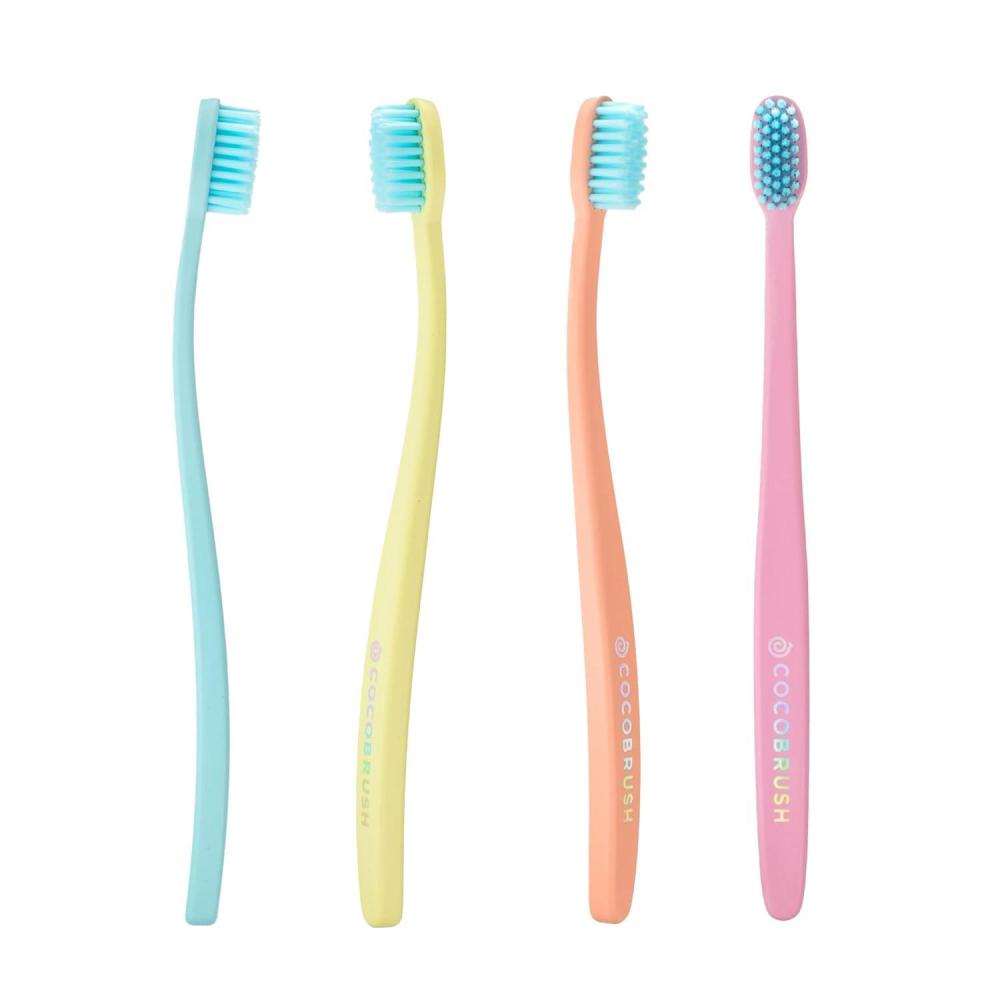 image:imageCocolab Cocobrush Ultra Soft Toothbrush Compact Head Bristles for Teeth Cleaning Sensitive Gums Oral Care Manual Toothbrush for Adults and Kids Limoncello YellowRainbow Set