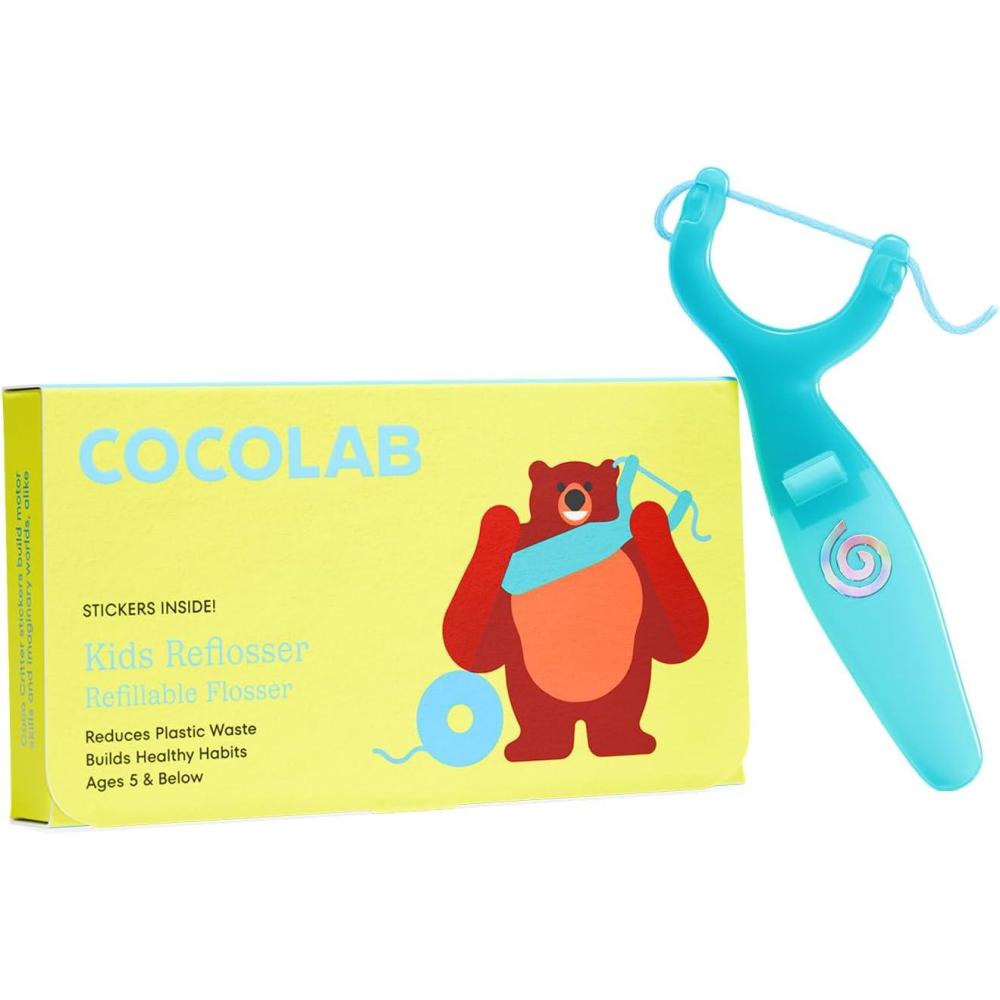 image:imageCocolab Kids Reflosser for Ages 5 amp Under Reusable BPAFree Flosser for Children with Sticker Pack DentistDesigned EcoFriendly Floss Holder for Healthy Teeth Floss Not Included