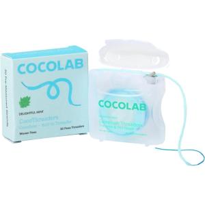 CocoPlush Floss Threaders by Cocolab, Expanding Woven Floss with Built-in Threader for Braces, Implants and Bridges, Coconut Oil Infused, Mint Scent, 30 Count, 1 Pack(30 Foot (Pack of 1))