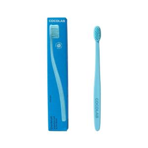 Cocolab Cocobrush Ultra Soft Toothbrush, Compact Head Bristles for Teeth Cleaning, Sensitive Gums Oral Care, Manual Toothbrush for Adults and Kids, Limoncello Yellow(Pool Blue)
