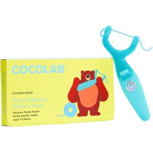 Cocolab Kids Reflosser for Ages 5 & Under, Reusable BPA-Free Flosser for Children with Sticker Pack, Dentist-Designed Eco-Friendly Floss Holder for Healthy Teeth (Floss Not Included)